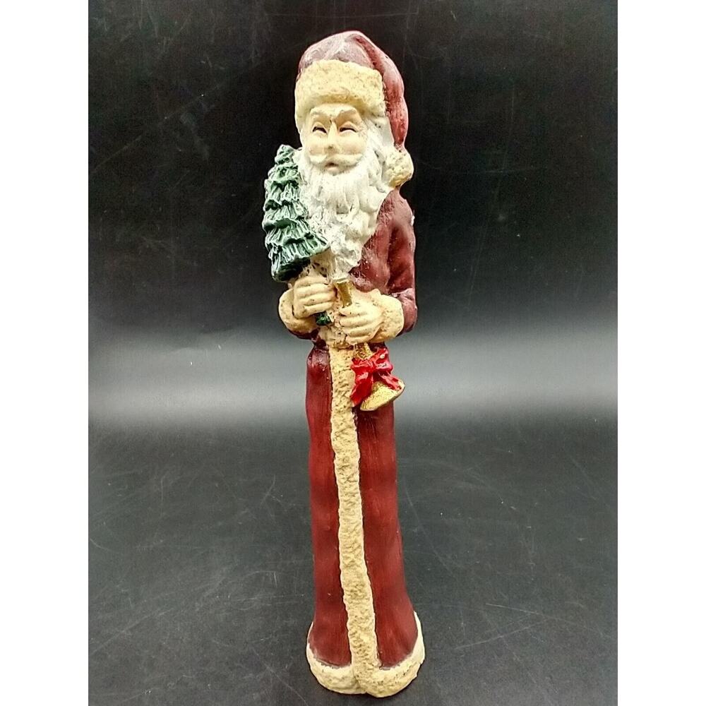 Vintage Slim Santa Claus Figurine Folk Art Christmas Resin Decor 5.5 Inch